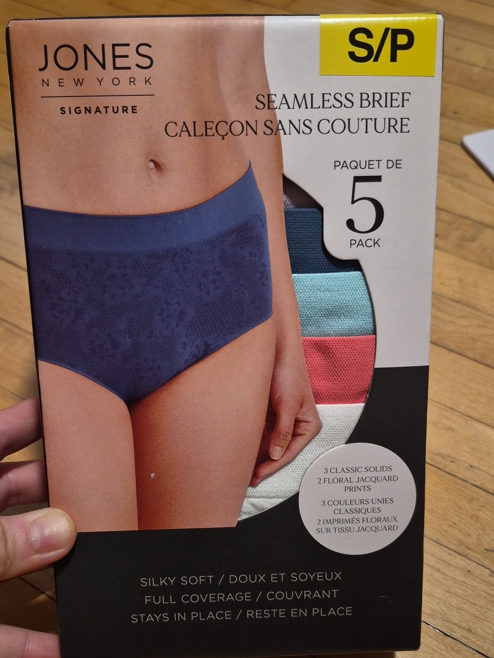 NEW IN BOX - Jones New York Seamless Briefs - Navy & Coral Mix